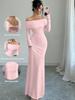 2025 Elegant Off-the-Shoulder Cross Backless Long Dress for Women – Sexy European & American Evening Wear