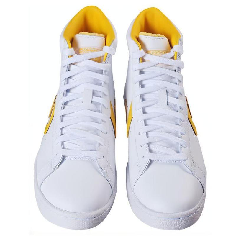 Converse Cons Pro Leather Comfortable Leisure Wrap Anti-slip High-top Skate Shoes Unisex White Yellow