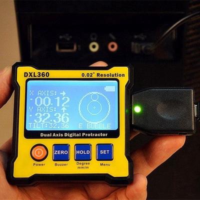DXL360 Rechargeable Dual Axis Digital Angle Protractor Dual-axis Digital Display Level Gauge with 5 Side Magnetic Base