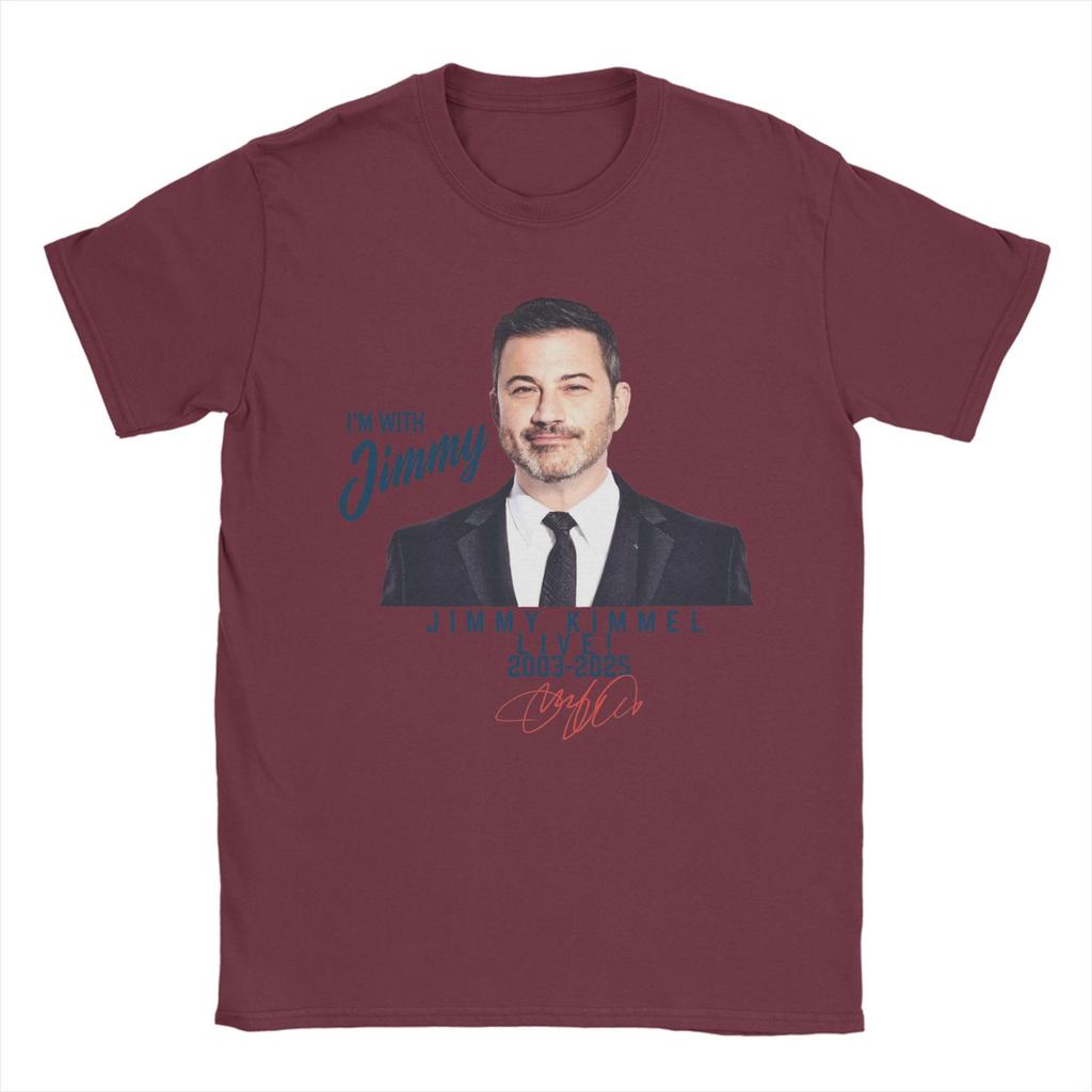 Jimmy Kimmel Red Signature T Shirt Men Cotton Humorous T-Shirt Crew Neck Tees Short Sleeve Tops Birthday Gift