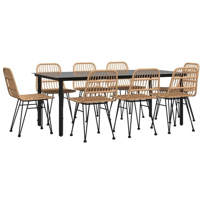 VidaXL Ensemble à manger de jardin 9 pcs Résine tressée, ensemble de patio, ensemble bistro de jardin, ensemble de salle à 3157893