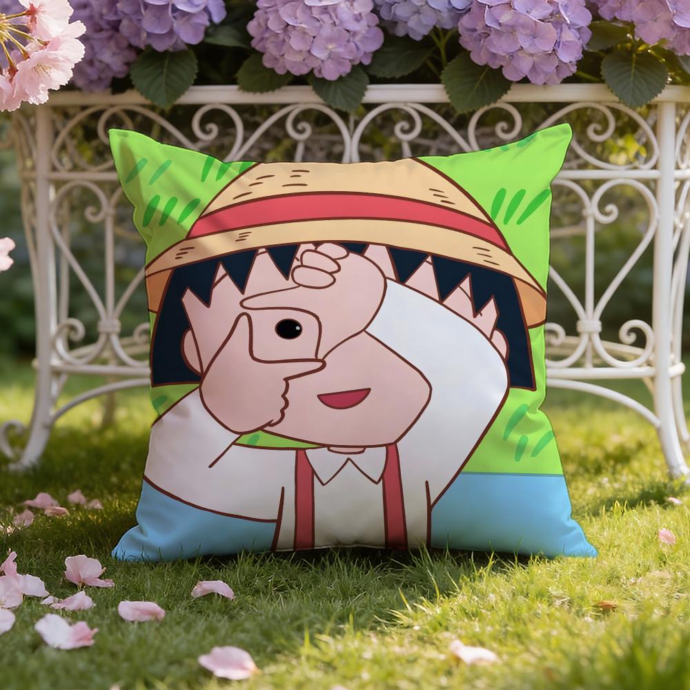 Cute anime C-Chibi M-Maruko Chan Cushion Cover Home & Car Dual-Scene Pillow Cover: Reversible for Premium Comfort