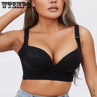 Biustonosze push-up dla kobiet Biustonosze z głębokimi miseczkami Biustonosze z ukrytymi plecami Bielizna modelująca Wbudowane Pełne pokrycie pleców Bielizna bez fiszbin