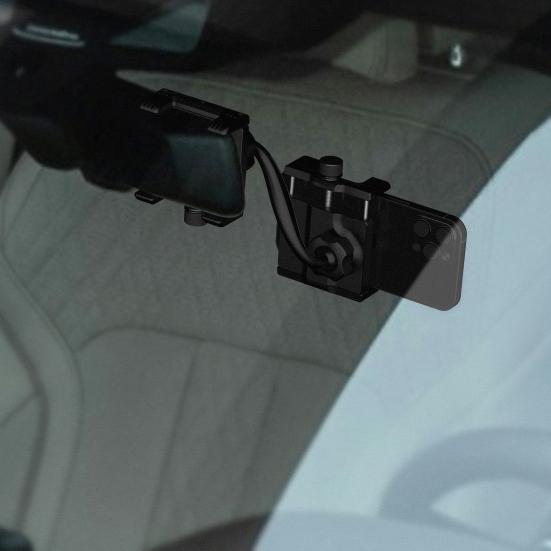 Car Rearview Mirror Phone Holder Telescopic Mobile Phone Stand Metal Mount for 4-7 Inch Cell Phones