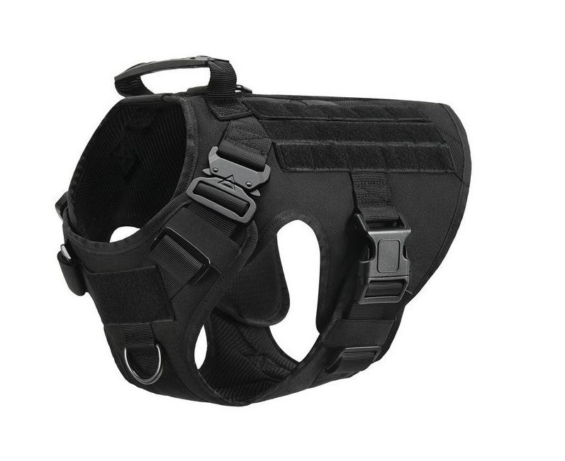 Adjustable No-pull Tactical Heavy duty Nylon Dog Vest Harness with leash (Black,S) чёрный