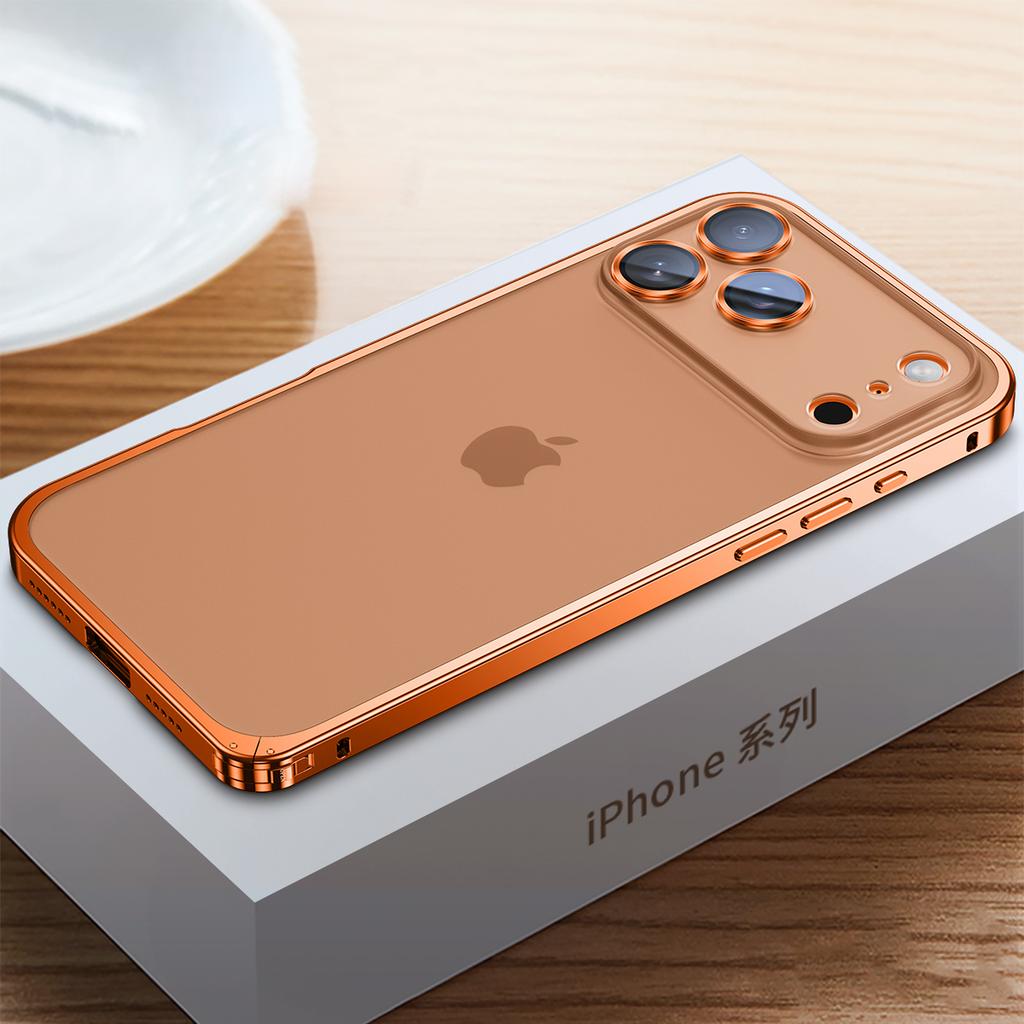 For iPhone 17 Pro Max Metal Clear Case Safety Lock Matte Anti-Fingerprint Back Cover