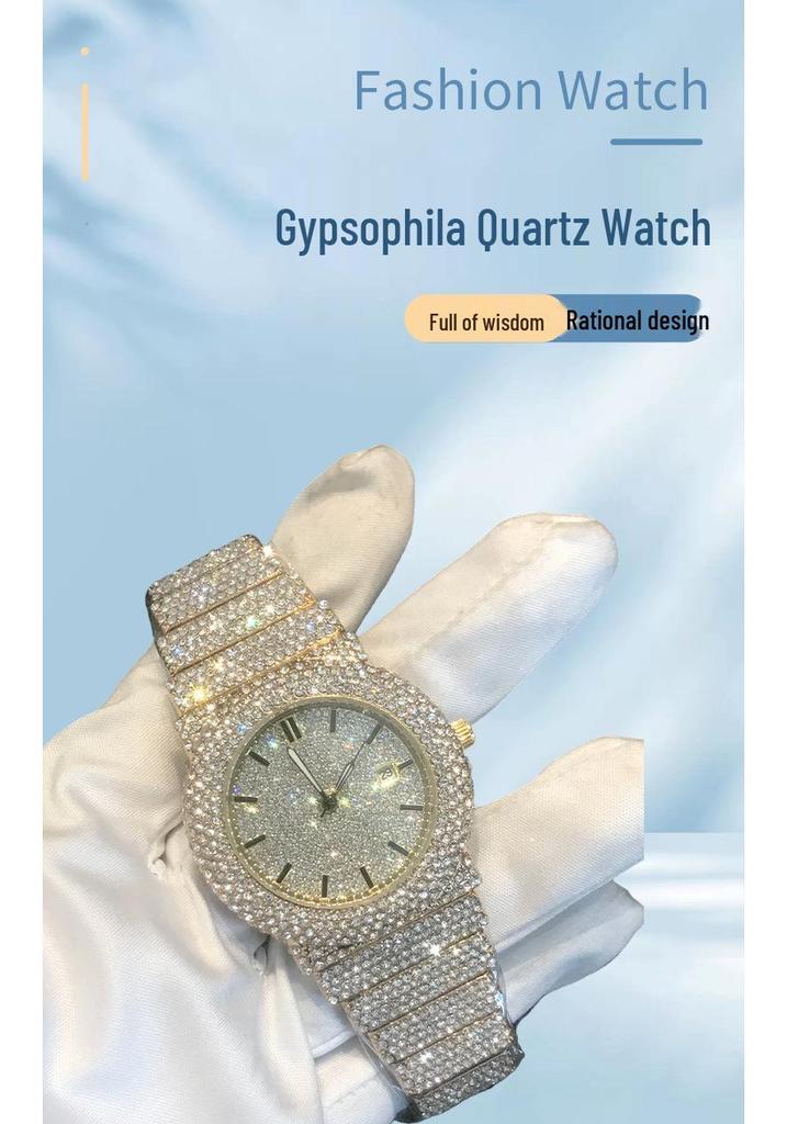 Orologio al Quarzo di Lusso 2026 Full Star: Stile Hip Hop con Intarsio di Diamanti e Cinturino in Acciaio per Uomini e Donne