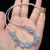 Natural strawberry crystal gravel necklace ice-through pink peach blossom strawberry crystal collarbone chain fashionable irregular and fresh