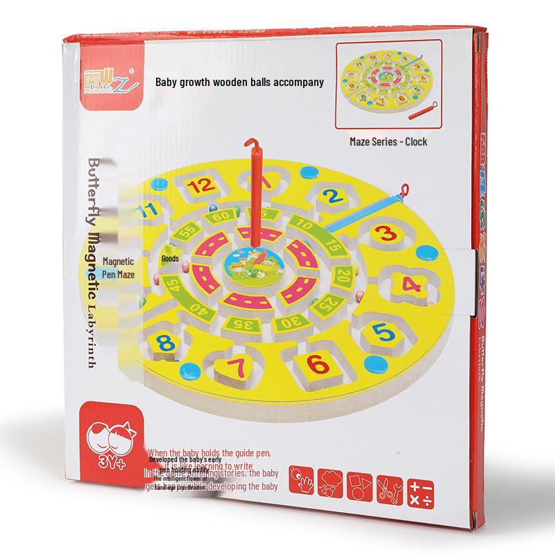 Wooden Marble Maze with Magnetic Pen – Animal Track Educational Toy for Kids