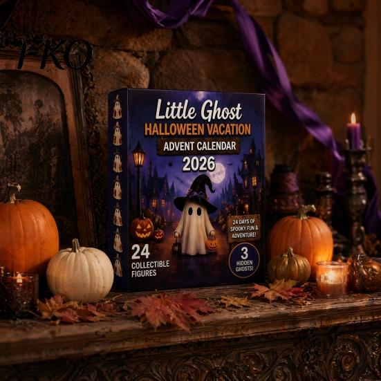 Festive Halloween Decor Advent Calendar, 24 Days Ghost Countdown Calendar with Gift Collectible Figures, Holiday Gifts for Kids Boys Girls Toddlers
