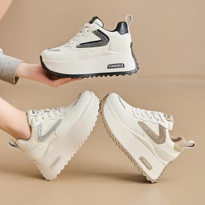 Autumn Dad Shoes Women's Casual Shoes Thick Sole Heightened Forrest Gump White Shoes