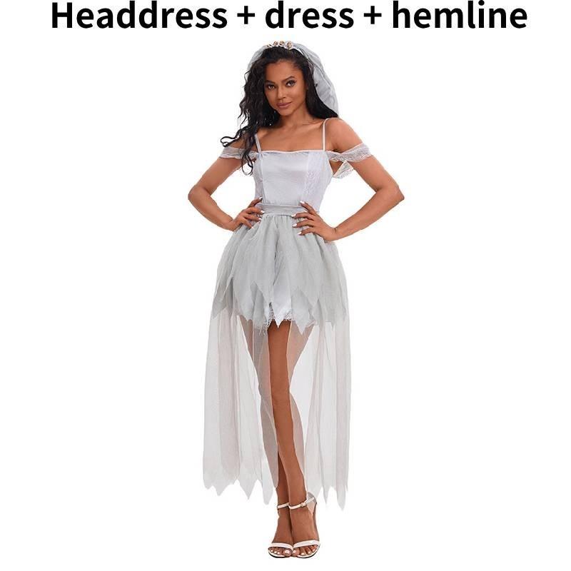 

Костюм Призрачной Невесты из Белой Марли, Длинное Платье для Косплея, Хэллоуин, Ролевые Игры XL