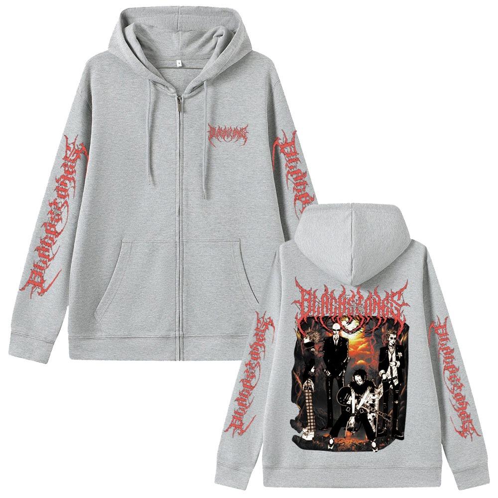Anime Oosaki Nana Merch Zipper Hoodie Grunge Rock Black Stones Zip Up Jacket Men Women Clothing Manga Gothic Zip Up Sweatshirt