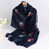 Spring Summer New Lightweight Breathable Cotton Linen Embroidery Scarf Ethnic Style Fashionable Soft Women'S Sunscreen Scarf