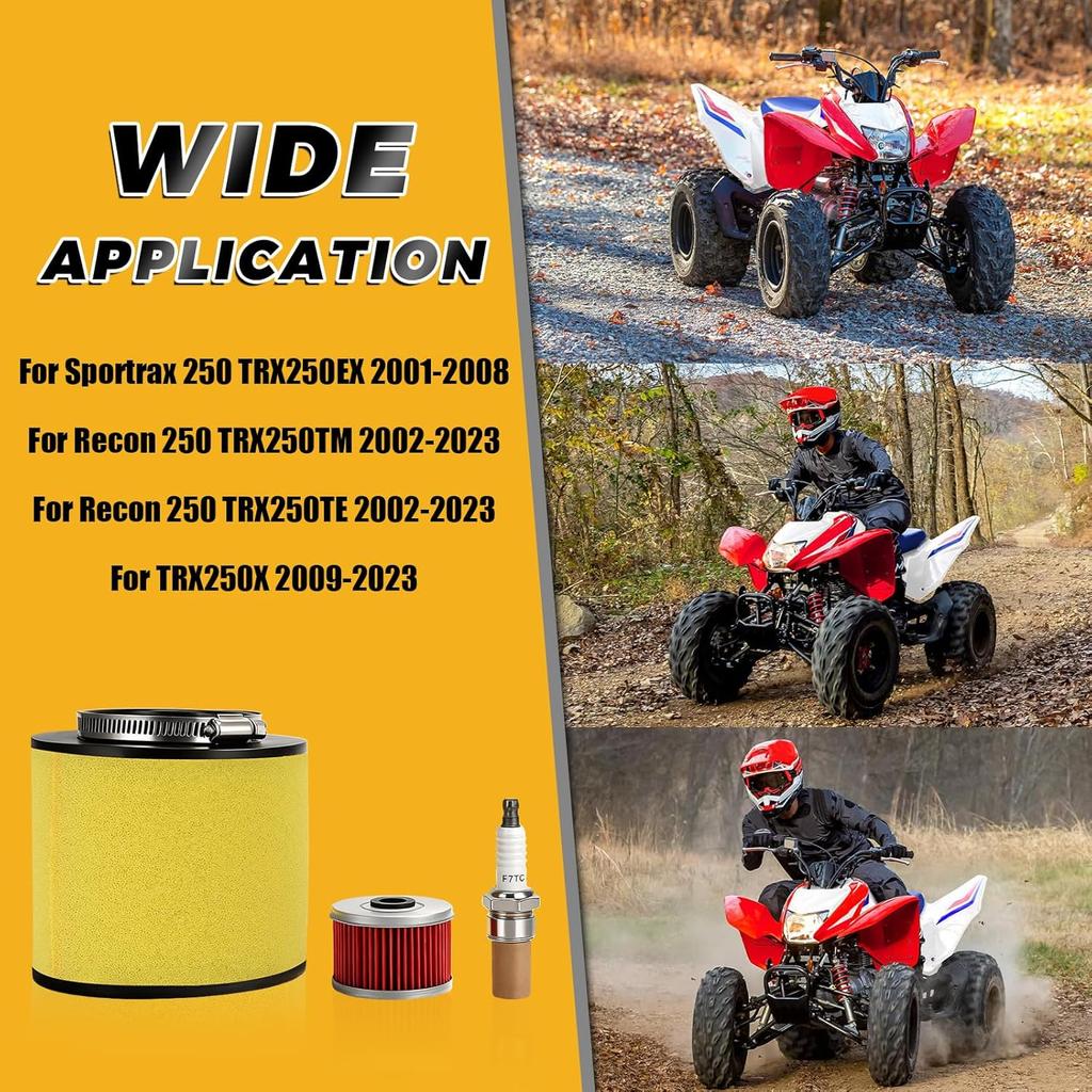 ATV Air Filter & Oil Filter & Spark Plug Tune Up Kit for TRX250EX TRX250X Recon 250 TRX250TE TRX250TM