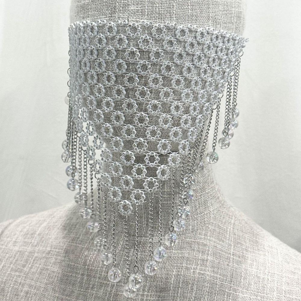 Tassel Face Cover Fishing Net Masquerade Mask Delicate Rhinestone Mask  Dance Party
