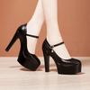 8 10 13cm Small Size 32-43 Elegant Thick Bottom Platform Pumps Women 2025 Fall Block High Heels Shoes Dress Model Office Party