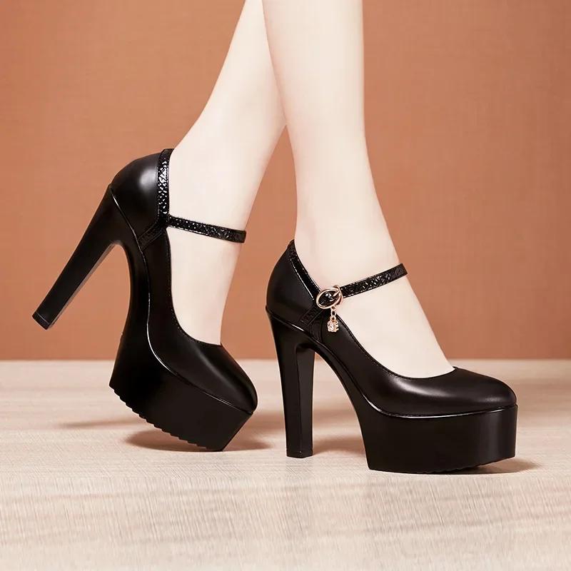 8 10 13cm Small Size 32-43 Elegant Thick Bottom Platform Pumps Women 2025 Fall Block High Heels Shoes Dress Model Office Party
