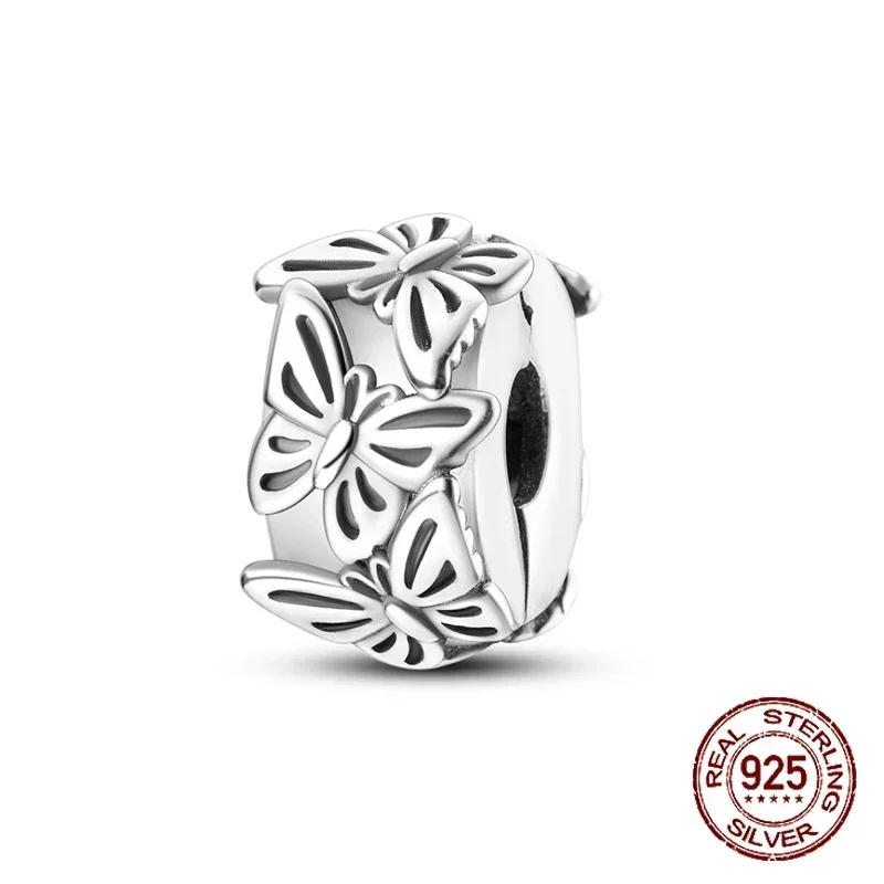 S925 Silver Butterfly Sparkling Flower Iris Tulip Lavender Sunflower Beads Fit Original  Bracelet DIY Bead Women Jewelry