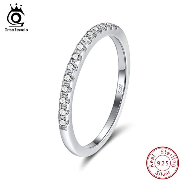 Orsa Jewels Sterling Color Rings Women Classic Round Full Pave Aaa Girls Cubic Cubic Zircon Engagement Bridal Gathering Bridal Band Rings