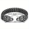 Viking High Quality Stainless Steel Fenrir Wolf Odins Wolf Men's Double Foxtail Mesh Bracelet Nordic Men's Amulet Jewelry