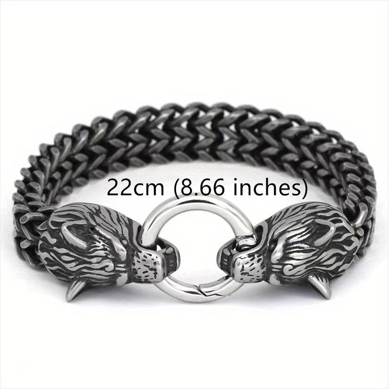 Viking High Quality Stainless Steel Fenrir Wolf Odins Wolf Men's Double Foxtail Mesh Bracelet Nordic Men's Amulet Jewelry