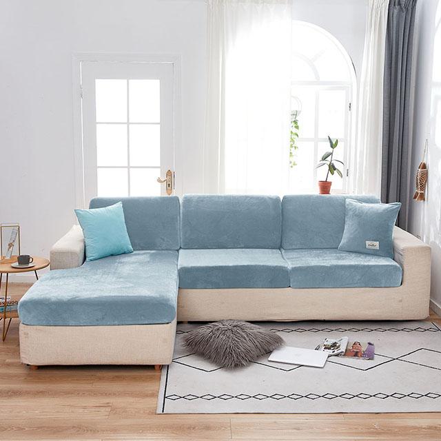 Velvet Fabric Sofa Pillow Slip For Family Room Unicolor Snuggly Couch Flexible Cover Flexible Spandex Flexible Cover Couch Flexible Cover Elastic