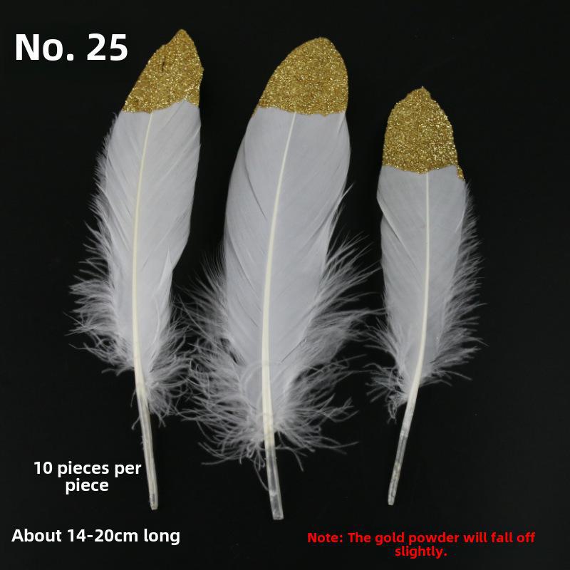 DIY Feather Jewelry Accessories: Large Floating Gold Feather, Small Straight Knife, Spray Gold Gradient Feather
