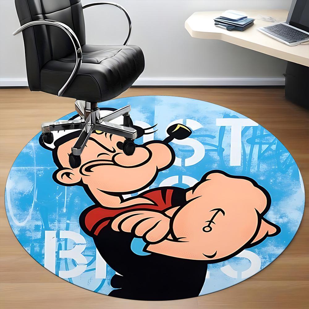 1pc Popeye Sailor Office Round Area Rug, Under Office Chairs Bedroom Living Room Home Decor, Room Deco