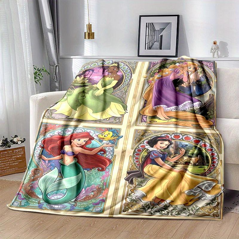 1pc Disney Princesses Glass Design Throw Blanket, Home Decor, Couch Cover, Outdoor Blanket, Gift for Her, Flannel Blanket, Suitable for Bedroom, Livin