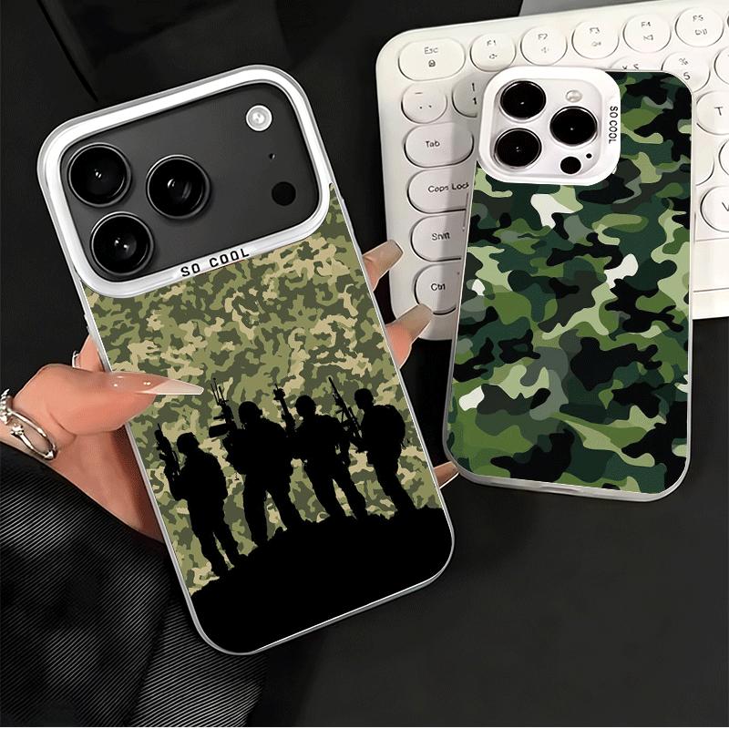 Camouflage Military Pattern Shockproof Phone Case for iPhone 17 Air 16 16E 15 Pro Max 14 Plus 13 Mini 12 Back Cover Anti Fall Fu