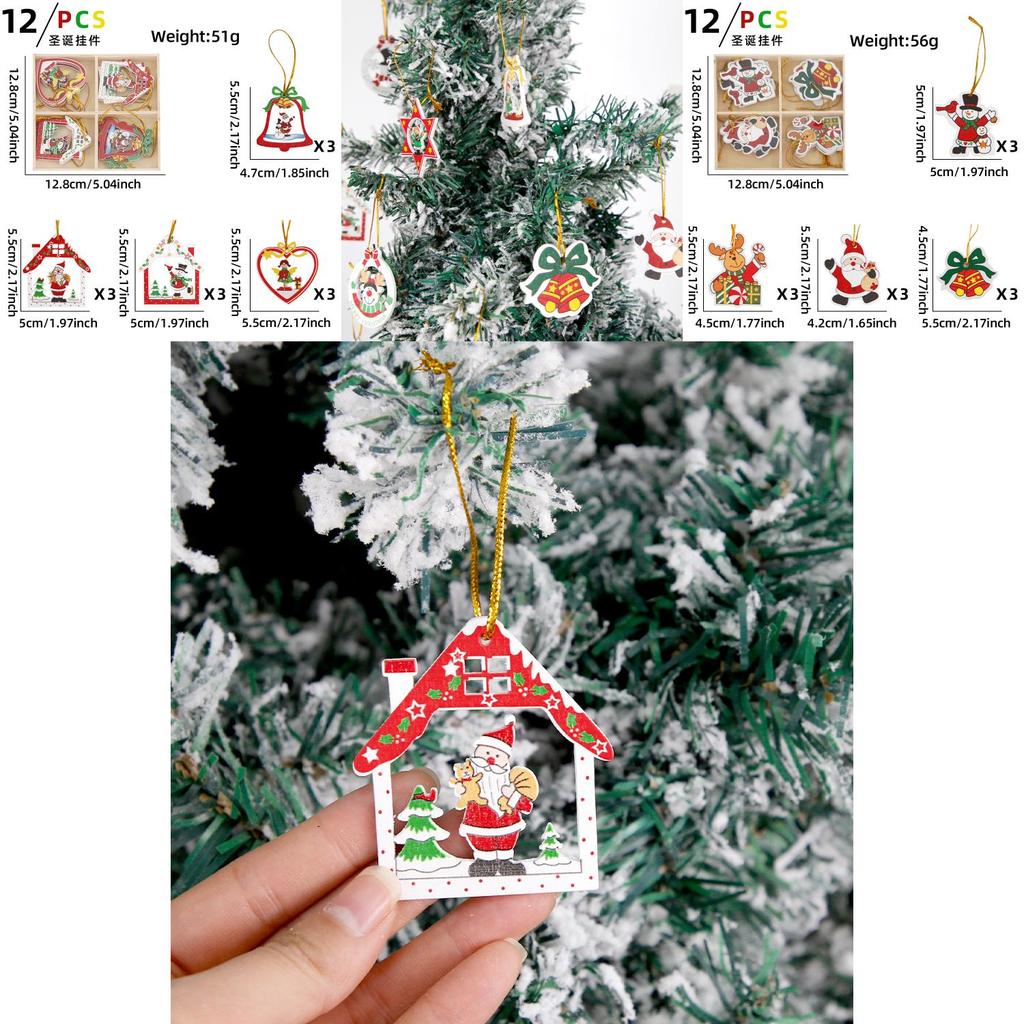 Adorable Wooden Christmas Ornaments Set Featuring Santa And Reindeer In Charming Designs