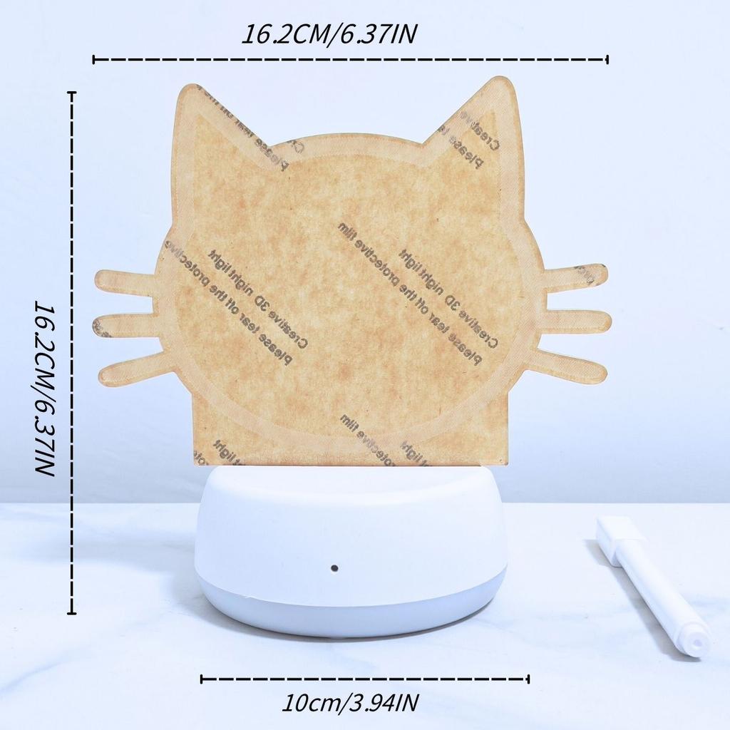 USB 3D luminous cat face night light strip, erasable pen, birthday gift, bedroom, living room, study decoration light.