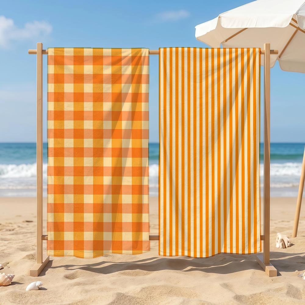 Orange stripes Towel Sports Quick Dry Travel Camping Sandproof Soft Light Large Beach Towel