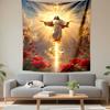 Jesus Ascension Roses Light Heavenly Clouds Patterned Tapestry for Bedroom and Living Room Home Decor Sofas