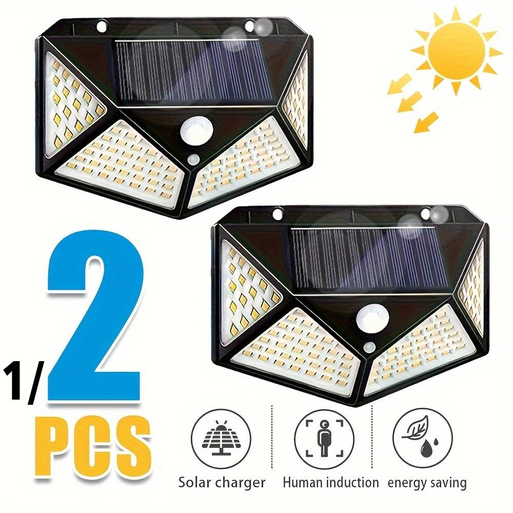 Solar Powered 100 LED Motion Sensor Wall Light, Waterproof Outdoor Security Lamp for Garden, Fence, Yard, Pathway Decoration