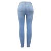 Damen Stretch Straight Jeans Mode Loch Washed Jeans