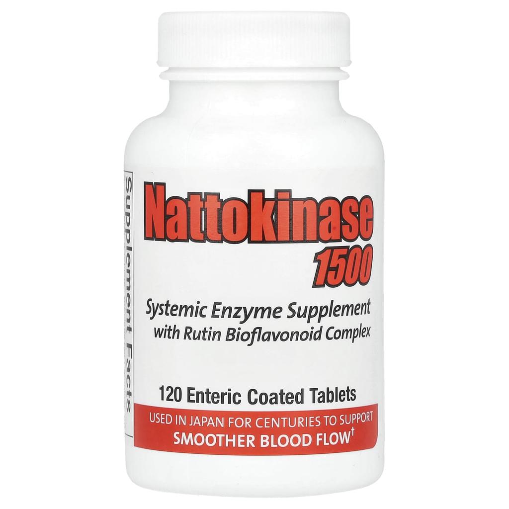 Nattokinase 1500, Systemic Enzyme Supplement, 120 Enteric-Coated Tablets