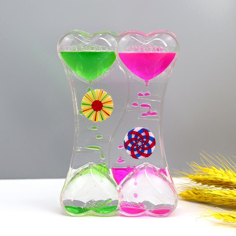 Tofarget oljedråpe timeglass - Dynamisk skrivebordsornament og studentgave