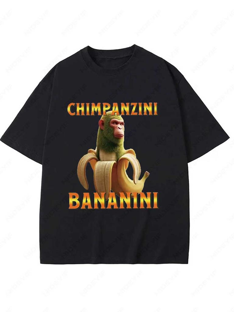 Chimpanzini Bananini Italian Brainrot Meme Tshirt Humor Funny Y2k Graphic Outfit Novelty Gift Bombardiro Crocodilo Tee P205