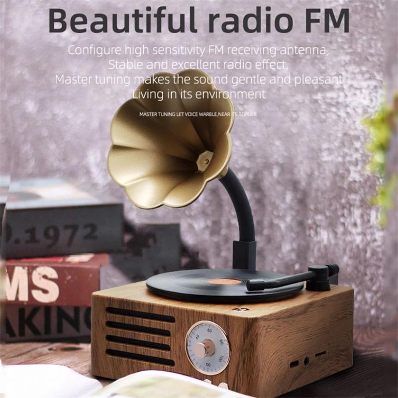 Mini radio Fm retro portabil Difuzor compatibil Bluetooth Player muzical Mp3 cu suport pentru microfon