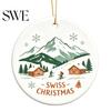 Xmas Tree Hanging Ornaments Ceramic Christmas Ornament, 2D Double Sided Cowboy/Nutcracker/Holy Berry Living Room Wall Decor Ornament for Holiday Tree,