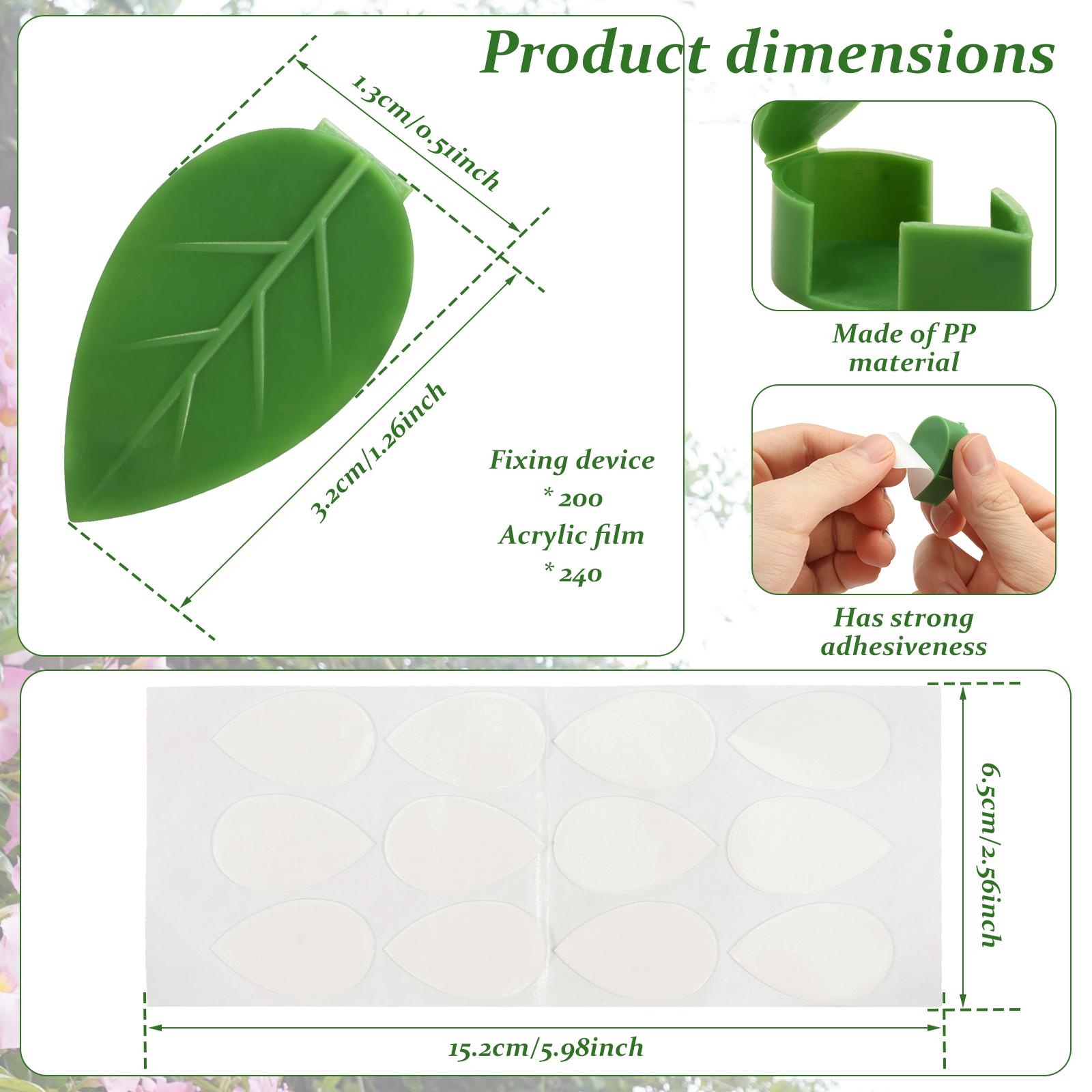 

200Pcs Invisible Plant Climbing Wall Fixture Clips Plastic Leaf Shape Vine Holder Fixture Clip with Sticker Garden Accessories