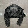 Buchstaben bestickt Schädel Motorrad Stil PU Lederjacke koreanische Version High Street Fashion kurze Jacke Frauen