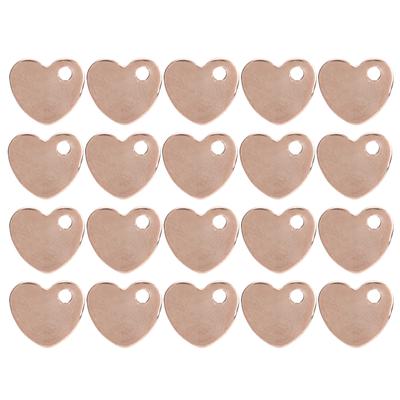 20 db barkács szív alakú medál rozsdamentes acél medál lyukkal ékszerkészítési kellék(Rose Gold