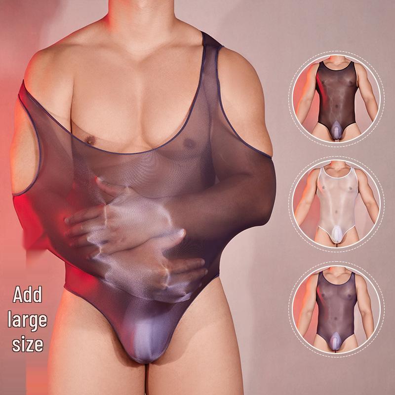 Lust's Temptation Men's High-Elastic Transparent Erotic Bodysuit