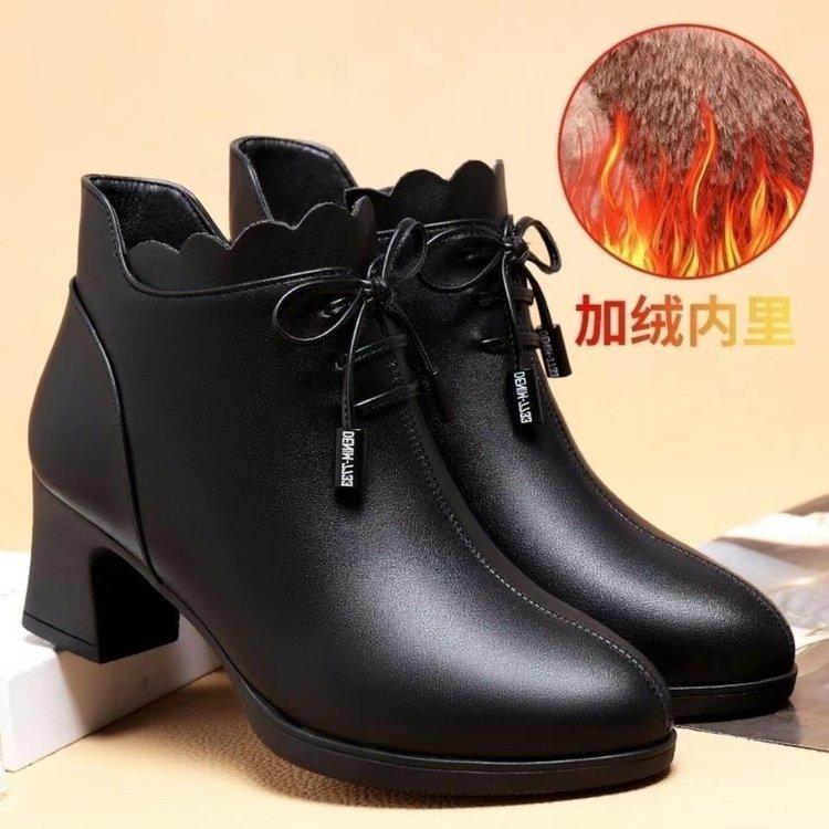 

Осенне-зимняя мода женские туфли ботинки бархатные толстый каблук короткие ботинки нескользящие кожаные туфли простые хлопковые ботинки 40