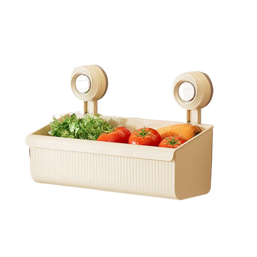 Wall Mounted Suction Cup Storage Basket Punch-free Shower Storage Organizer for Home