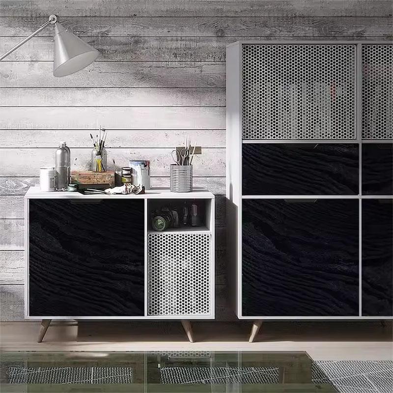 Wall Stickers Self-adhesive Paper Furniture Black Wood Grain Room Decoration 40cm Wall Papers Home Decor Table Kitchen Wallpaper