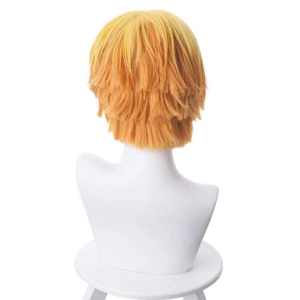 Demon Slayer: Kimetsu no Yaiba Kanao Tsuyuri Cosplay Yellow Wig Gradient Orange Short Hair with Flipped Ends